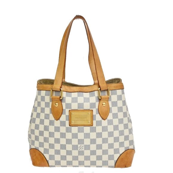 LOUIS VUITTON Hampstead PM Shoulder Bag Damier Azur Leather White N51207 10KA650 - Picture 1 of 15